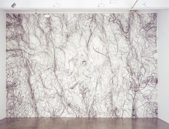 Ripped Up Self-Portrait Drawing on Black Field, 2007. Graphite on paper mounted on muslin fabric with airbrush, 188 x 273 inches (477.5 x 693.4 cm). MP D-450