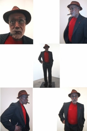 Incognito, 2003. Plaster, foam, plastic, acrylic cloth and human hair, 73.23 x 29.53 x 19.69 inches (model); 240.55 x 24.02 x 3.94 inches (base). MP 28