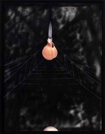 Thematic Drawing/Knives and Ceramic 1, 2007. Spraypaint, collage, pencil on paper, 51-1/2 x 40 inches (image) (130.8 x 101.6 cm). 52.75 x 41.25 inches (133.9 x 104.7 cm).
