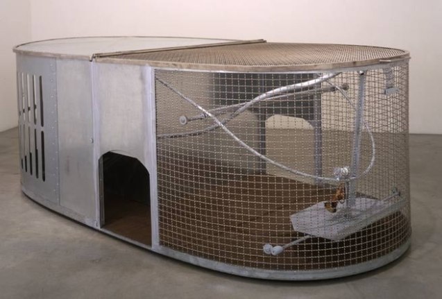 Dog Trap, 1999. Metal, wood, 41-1/4 x 123 x 59-3/4 inches. MP 20