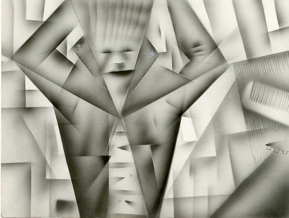 Mirror Comb, 1979/2012. Airbrush, pencil and colored pencil on paper,