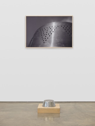 Untitled (Steamer), 1987. Metal colander, wood, dye sublimation print,