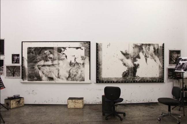 The work in progess at Robert Longo's Studio.