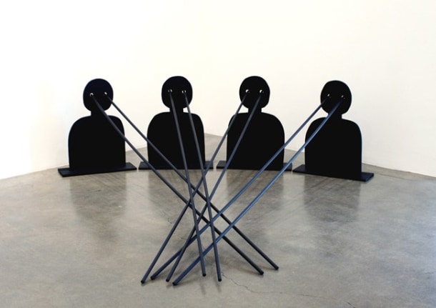 Different Perspectives, 2009. Wood, hardware, hot glue, acrylic paint, dims variable, each dowel is 8 feet; 29-1/8 x 101 x 96-1/2 inches (overall) (73.3 x 256.5 x 242.6 cm). MP 54