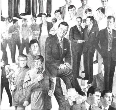Drawn Painting (Male models in groups), 2000. Pencil on gesso on wood, 45 3/4 x 48 x 1 3/4 inches. MP 132