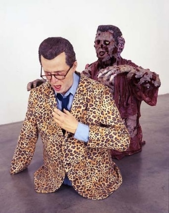Quicksand, 2005. Fiberglass, magisculpt, fabric, oil paint. Jim: 33 x 31 x 16 inches (83.8 x 78.7 x 40.6 cm); Zombie: 36 x 30 x 34 inches (91.4 x 76.2 x 86.4 cm); combined: 36 x 31 x 37 inches (91.4 x 78.7 x 94 cm). MP 158