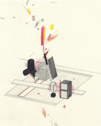 On Burning Desire, 2003. Graphite, ball point pen, ink and colored pencil on paper, 10 1/2 x 8 inches. MP D-73