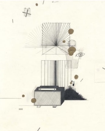 A Breezy Afternoon, 2003. Graphite and gold ink on paper, 10 1/2 x 8 inches. MP D-69