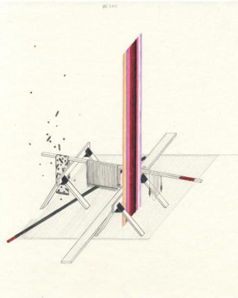 Monument to my Old Profession, 2003. Metallic marker, ink and graphite on paper, 10 1/2 x 8 inches. MP D-58