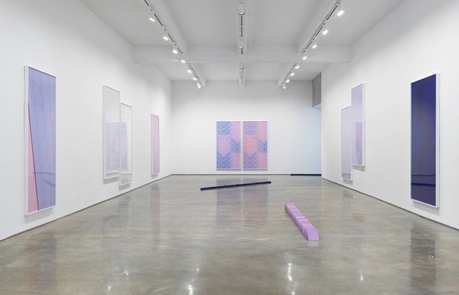 Sara VanDerBeek's exhibition Pieced Quilts, Wrapped Forms