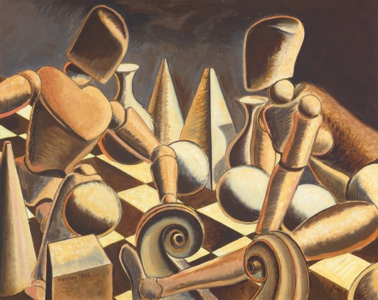 Man Ray. Endgame. 1946. Oil on canvas. 59.7 by 74.9 cm (23&frac12; by 29&frac12; in.). Private Collection &copy; Man Ray 2015 Trust / Artists Rights Society (ARS), NY / ADAGP, Paris 2019