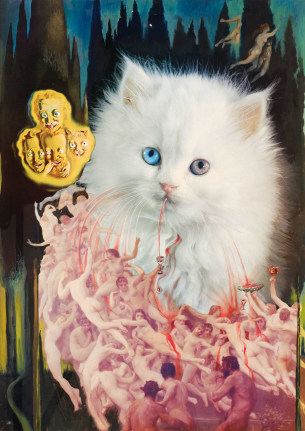 Le Chat aux moustaches vinicoles (pour Les Vins de Gala) (The Cat with the Wine-loving Whiskers [for The Wines of Gala])