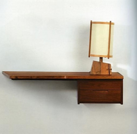 Georg Nakashima, Hanging Wall Shelf with Drawers, 1960