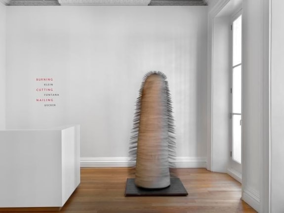 Installation view Burning Cutting Nailing Spinning Sculpture