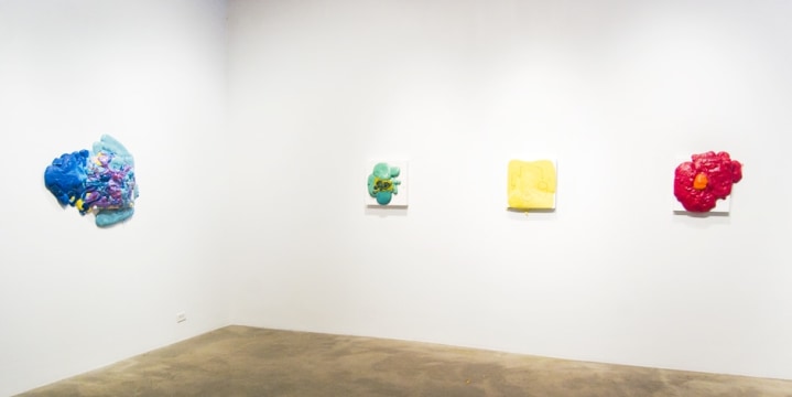 Installation view at Rhona Hoffman Gallery, Judy Ledgerwood, Chromatic Patterns for Chicago and Blob Paintings, 2011