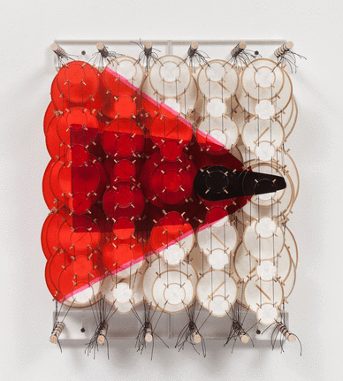 Jacob Hashimoto/Through a Tholin Haze/2015/Wood, acrylic, bamboo, paper, and Dacron