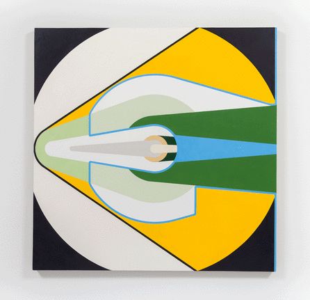 Jacob Hashimoto/Super-Robots and Celestial Mechanics/2015/Oil on linen