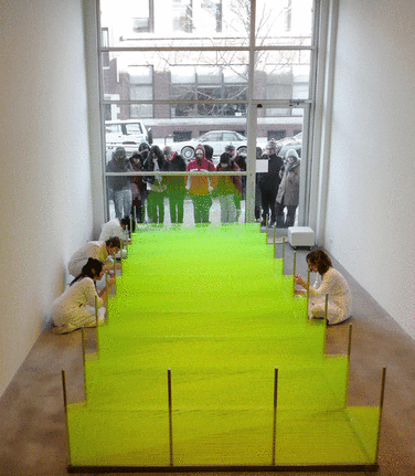 Installation view at Rhona Hoffman Gallery, Anne Wilson, Portable City, Notations, Wind-Up, 2008