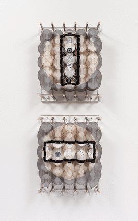 Jacob Hashimoto/The Time Machine I and II/2015/Wood, acrylic, bamboo, paper, and Dacron