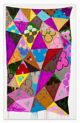 Judy Ledgerwood/Drunkards Path/2018/Oil and metallic oil on canvas