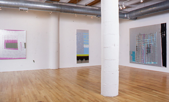 Installation view at Rhona Hoffman Gallery, Judy Ledgerwood, Basement Love, 2000