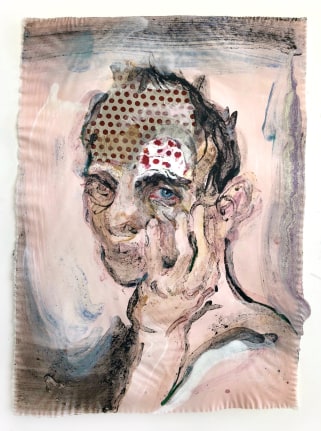 Natalie Frank, Woman VI, 2018. Linen pulp on abaca base sheet with fabric, 22.5 x 30 inches.