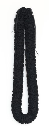 Anne Wilson.&nbsp;Mourning Garland 1,&nbsp;2020. Ribbon, thread, 27.5 x 7 x 3 inches, edition 1/4.