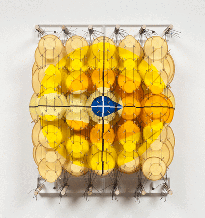 Jacob Hashimoto/One Moment, High Above the Elliptical Plane/2015/Wood, acrylic, bamboo, paper, and Dacron