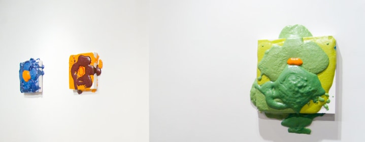 Installation view at Rhona Hoffman Gallery, Judy Ledgerwood, Chromatic Patterns for Chicago and Blob Paintings, 2011