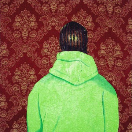 Installation view at Rhona Hoffman Gallery, Kehinde Wiley, 2002.