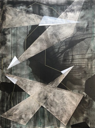 Torkwase Dyson/In the Ways of Belonging I measure Darker/Environmental liberation/2018/Acrylic on canvas