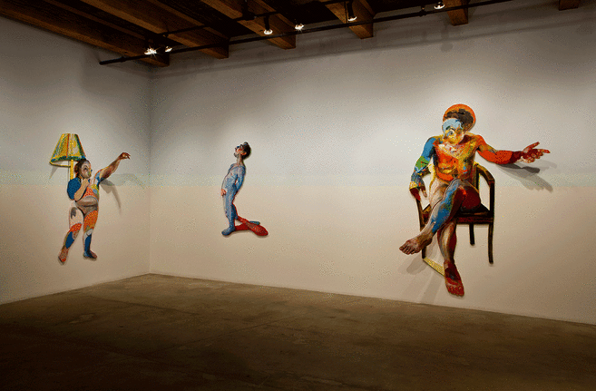 Installation view at Rhona Hoffman Gallery, Natalie Frank, Interiors and Openings, 2014, Photo: Michael Tropea