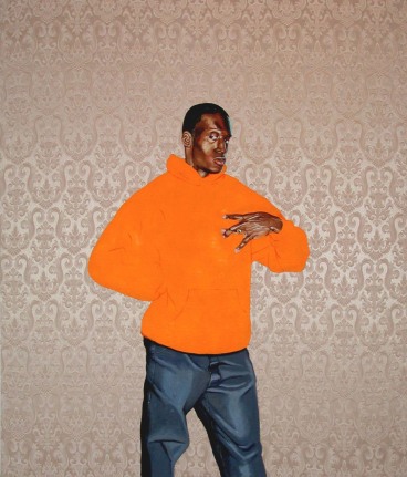 Installation view at Rhona Hoffman Gallery, Kehinde Wiley, 2002.