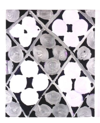 Judy Ledgerwood, Thick 'n' Thin, Oil on canvas (metallic silver), 2003