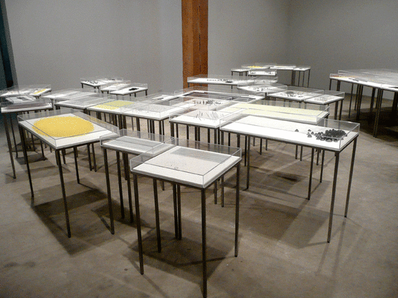 Installation view at Rhona Hoffman Gallery, Anne Wilson, Portable City, Notations, Wind-Up, 2008