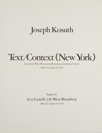 Exhibition Announcement,&nbsp;Joseph Kosuth: Fragments
