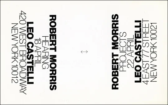 Exhibition Announcement,&nbsp;Robert Morris: Projects