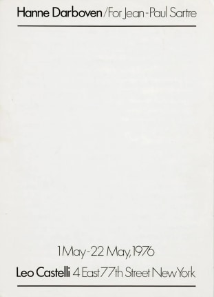 Exhibition Announcement,&nbsp;Hanne Darboven: For Jean-Paul Sartre