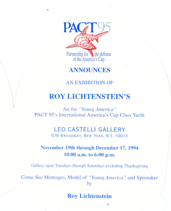 Exhibition Announcement (inside),&nbsp;Roy Lichtenstein: Pact 95 Art for &#039;Young America&#039;