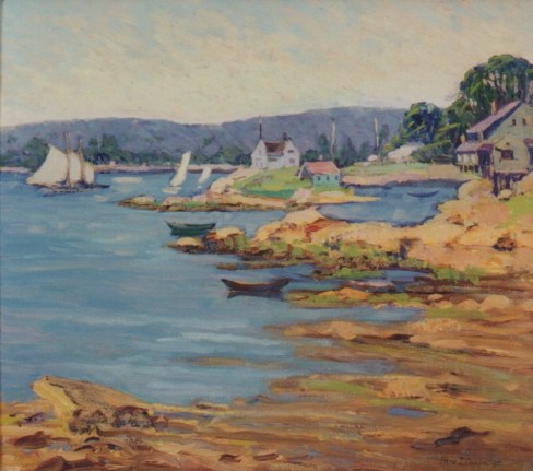 Image of sold oil painting of low tide shoreline by Fern Isabel Coppedge.