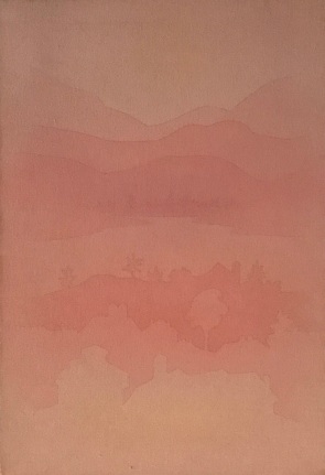 Image of Naohiko Inukai's untitled landscape in pinks and mauves.