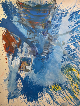 Image of Bill Saylor, 2011 P.F.P. abstract oil collage painting.