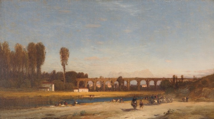 Image of Samuel Colman's sold oil painting showing an aqueduct near Andalusia, Spain.