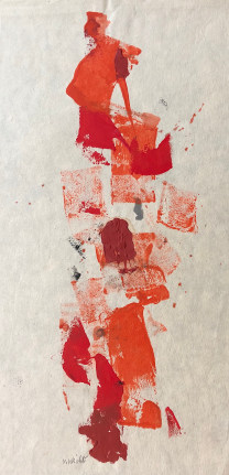 Image of untitled (009) abstract mixed media artwork by John Von Wicht in reds.