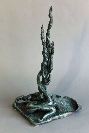 Image of Yulla Lipchitz abstract bronze titled "Woman Lying Down & Growing with Tree".