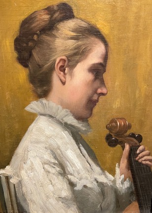 Close-up of &quot;A Musician&quot; by Frederick E. Wright.
