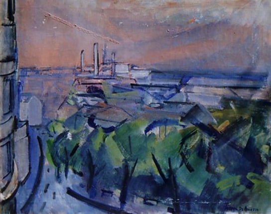 Image of sold oil painting by Joseph De Martini showing an abstract view of Savannah, GA.