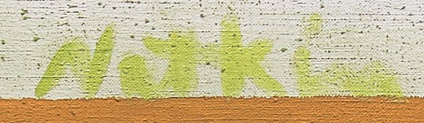 Image of signature on Robert Natkin's abstract painting Field Mouse #1.