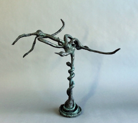 Image of Yulla Lipchitz bronze entitled "Snake & Bird Twined on Branch #1".