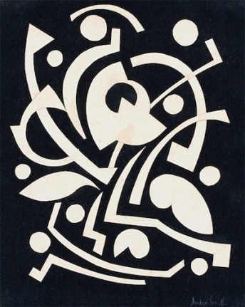 Image of Andre Smith's sold abstract collage 005 in black and white.